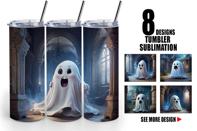 Tumbler Wrap 3D Cute Ghost Halloween Sublimation artnoy 