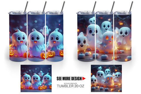 Tumbler Wrap 3D Cute Ghost Sublimation artnoy 