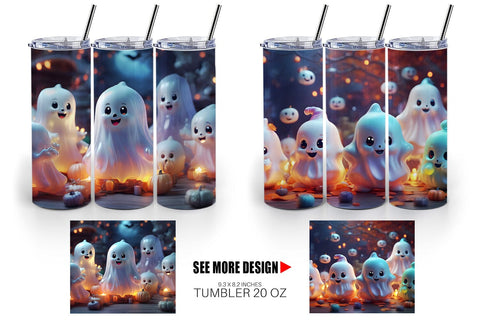 Tumbler Wrap 3D Cute Ghost Sublimation artnoy 