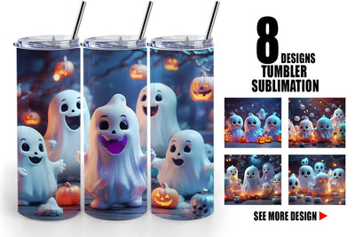 Tumbler Wrap 3D Cute Ghost Sublimation artnoy 