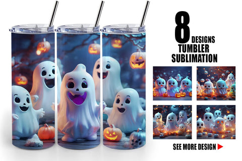 Tumbler Wrap 3D Cute Ghost Sublimation artnoy 