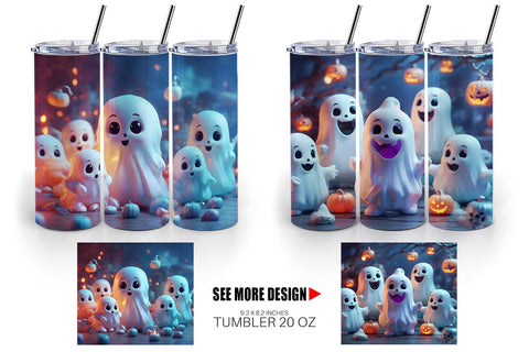 Tumbler Wrap 3D Cute Ghost Sublimation artnoy 