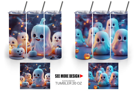 Tumbler Wrap 3D Cute Ghost Sublimation artnoy 