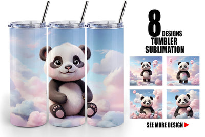 Tumbler Wrap 3D Cute Panda Pastel Sublimation artnoy 