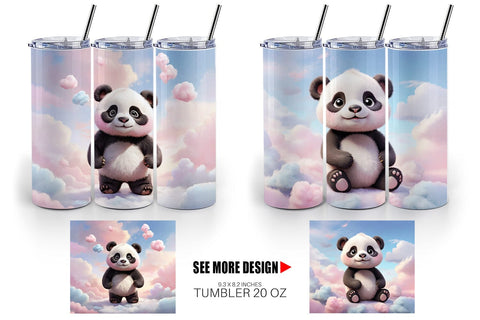 Tumbler Wrap 3D Cute Panda Pastel Sublimation artnoy 