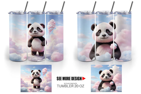 Tumbler Wrap 3D Cute Panda Pastel Sublimation artnoy 