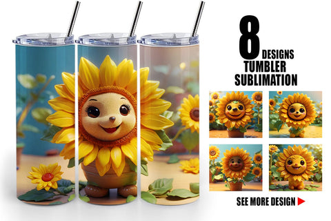 Tumbler Wrap 3D Cute Sunflowers Sublimation artnoy 