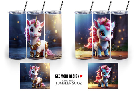 Tumbler Wrap 3D Cute Unicorn Sublimation artnoy 