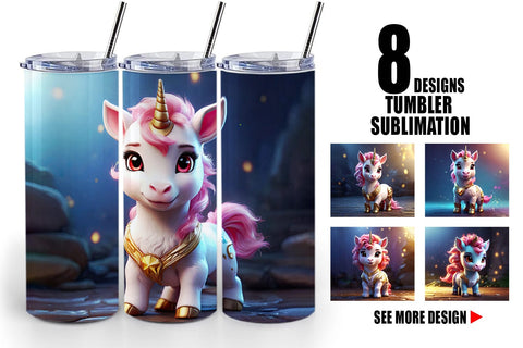 Tumbler Wrap 3D Cute Unicorn Sublimation artnoy 