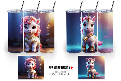 Tumbler Wrap 3D Cute Unicorn Sublimation artnoy 
