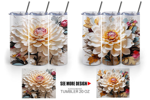 Tumbler Wrap 3D Dahlia Flower Sublimation artnoy 