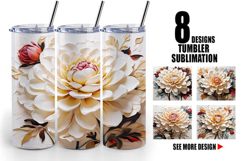 Tumbler Wrap 3D Dahlia Flower Sublimation artnoy 