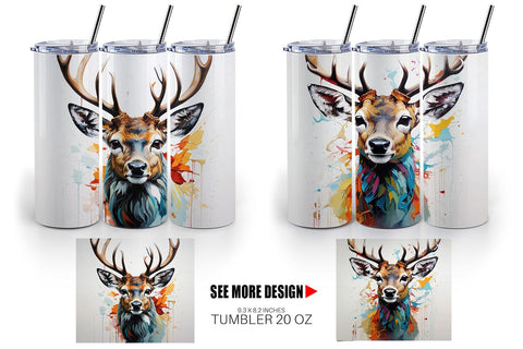 Tumbler Wrap 3D Deer Painting Sublimation artnoy 