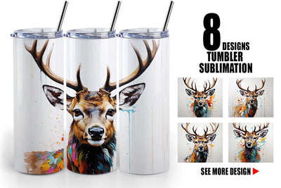 Tumbler Wrap 3D Deer Painting Sublimation artnoy 