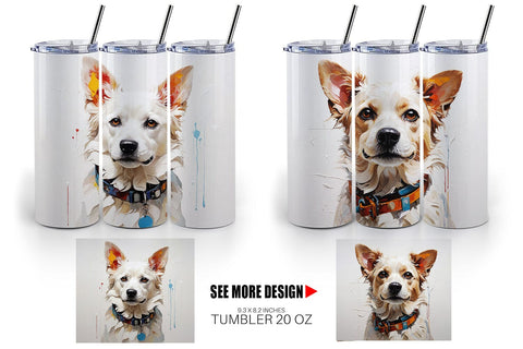 Tumbler Wrap 3D Dog Painting Sublimation artnoy 
