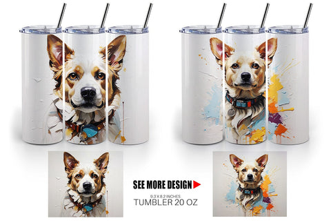 Tumbler Wrap 3D Dog Painting Sublimation artnoy 
