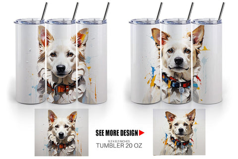 Tumbler Wrap 3D Dog Painting Sublimation artnoy 