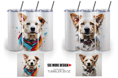Tumbler Wrap 3D Dog Painting Sublimation artnoy 