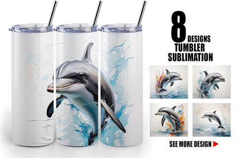 Tumbler Wrap 3D Dolphin Painting Sublimation artnoy 