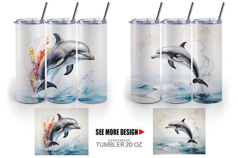 Tumbler Wrap 3D Dolphin Painting Sublimation artnoy 