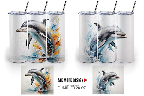 Tumbler Wrap 3D Dolphin Painting Sublimation artnoy 