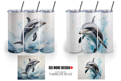 Tumbler Wrap 3D Dolphin Painting Sublimation artnoy 