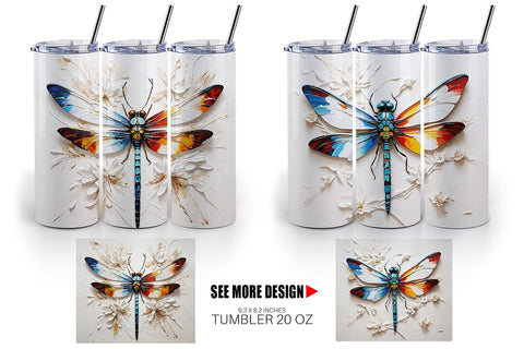 Tumbler Wrap 3D Dragonfly Painting Sublimation artnoy 