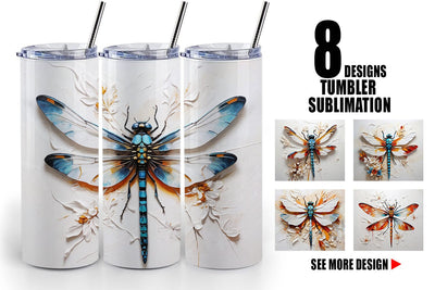 Tumbler Wrap 3D Dragonfly Painting Sublimation artnoy 