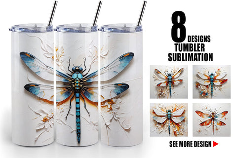 Tumbler Wrap 3D Dragonfly Painting Sublimation artnoy 