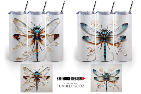 Tumbler Wrap 3D Dragonfly Painting Sublimation artnoy 