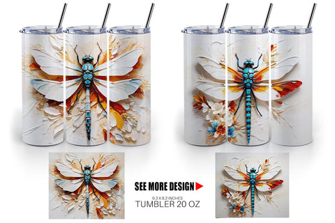Tumbler Wrap 3D Dragonfly Painting Sublimation artnoy 