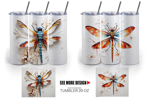 Tumbler Wrap 3D Dragonfly Painting Sublimation artnoy 
