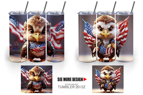 Tumbler Wrap 3D Eagle 4th July Patriotic Sublimation artnoy 