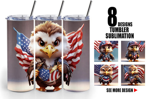 Tumbler Wrap 3D Eagle 4th July Patriotic Sublimation artnoy 