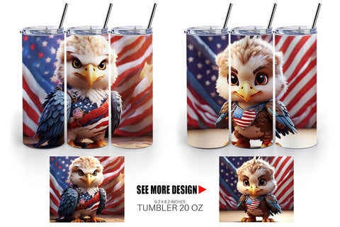 Tumbler Wrap 3D Eagle 4th July Patriotic Sublimation artnoy 