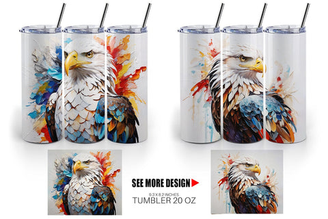Tumbler Wrap 3D Eagle Painting Sublimation artnoy 