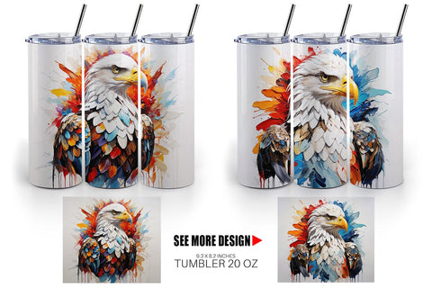 Tumbler Wrap 3D Eagle Painting Sublimation artnoy 
