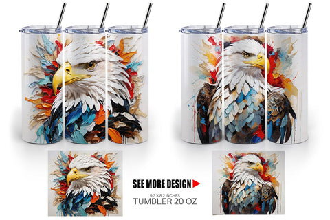 Tumbler Wrap 3D Eagle Painting Sublimation artnoy 
