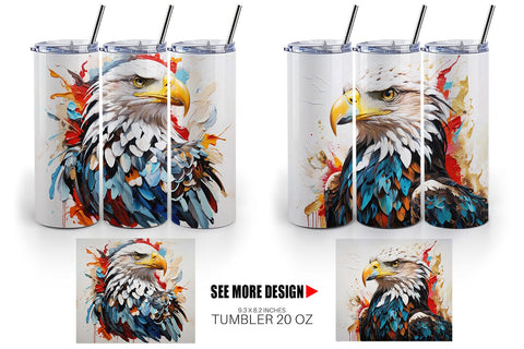 Tumbler Wrap 3D Eagle Painting Sublimation artnoy 