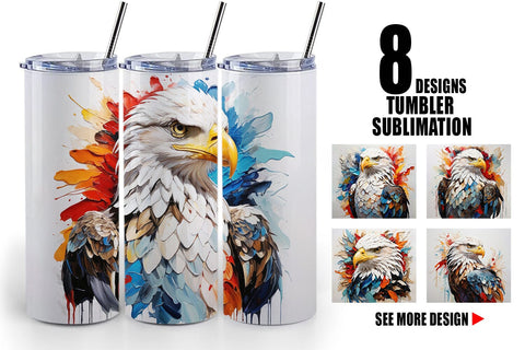 Tumbler Wrap 3D Eagle Painting Sublimation artnoy 
