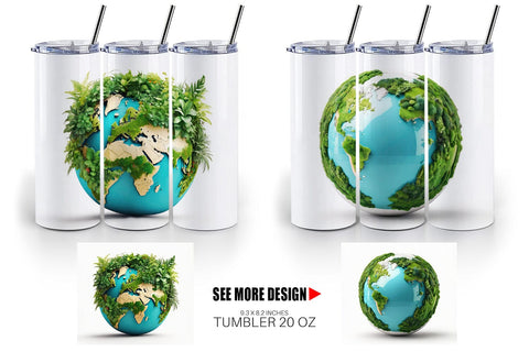 Tumbler Wrap 3D Earth Surrounded Plants Sublimation artnoy 
