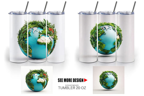 Tumbler Wrap 3D Earth Surrounded Plants Sublimation artnoy 