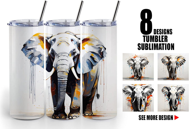 Tumbler Wrap 3D Elephant Painting Sublimation artnoy 