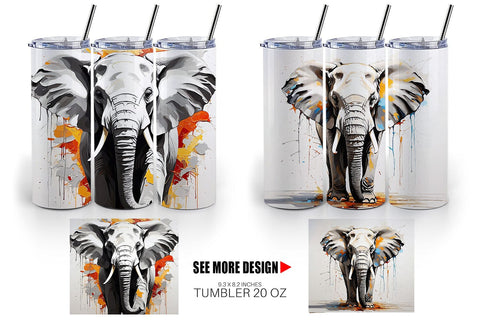 Tumbler Wrap 3D Elephant Painting Sublimation artnoy 