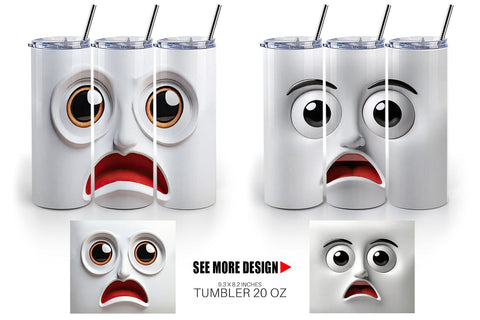 Tumbler Wrap 3D Face Expressions Sublimation artnoy 