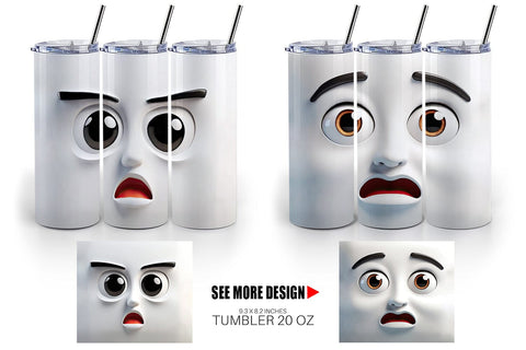 Tumbler Wrap 3D Face Expressions Sublimation artnoy 