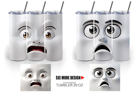 Tumbler Wrap 3D Face Expressions Sublimation artnoy 