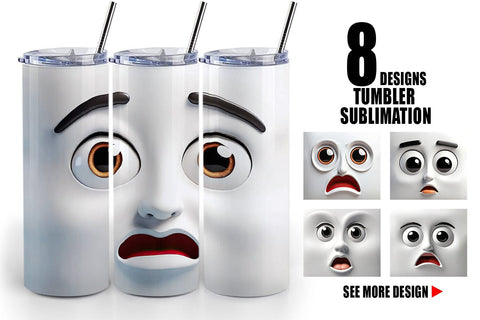 Tumbler Wrap 3D Face Expressions Sublimation artnoy 