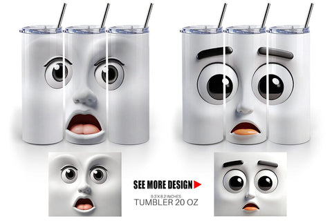Tumbler Wrap 3D Face Expressions Sublimation artnoy 