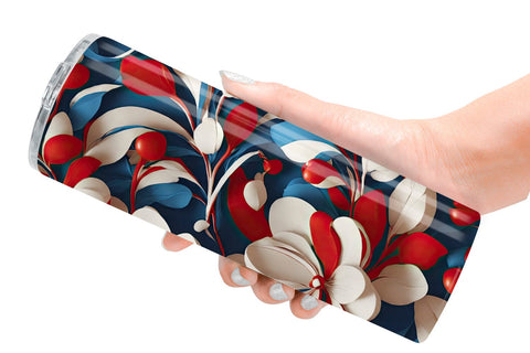 Tumbler Wrap 3D Flower 4th of July Sublimation artnoy 